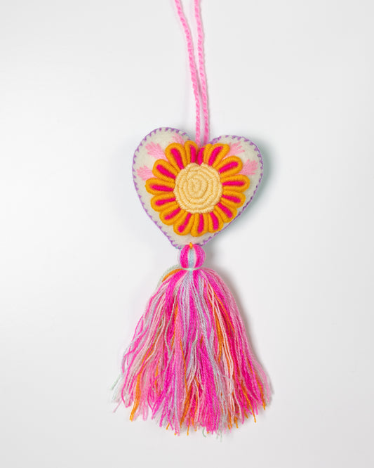Whimsical Big Flower Pastel Tassel Bag Charm