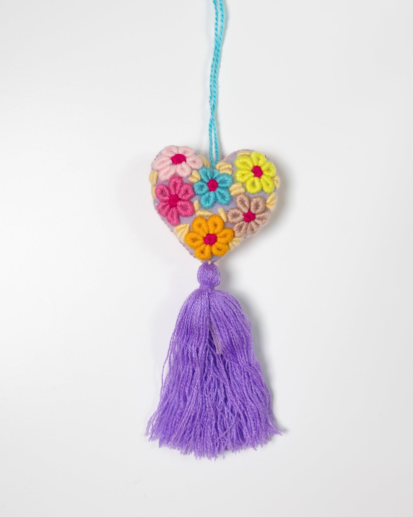 Whimsical Floral Pastel Tassel Bag Charm - Purple