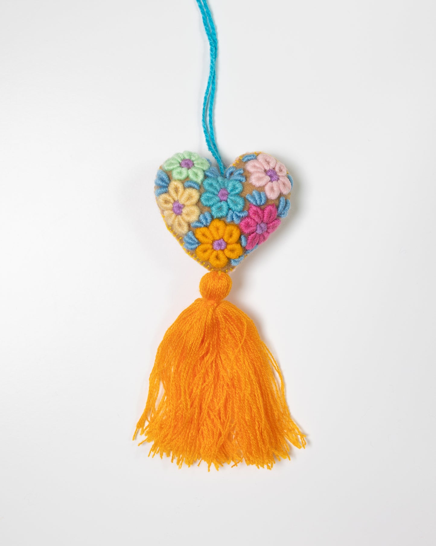 Whimsical Floral Pastel Tassel Bag Charm - Orange
