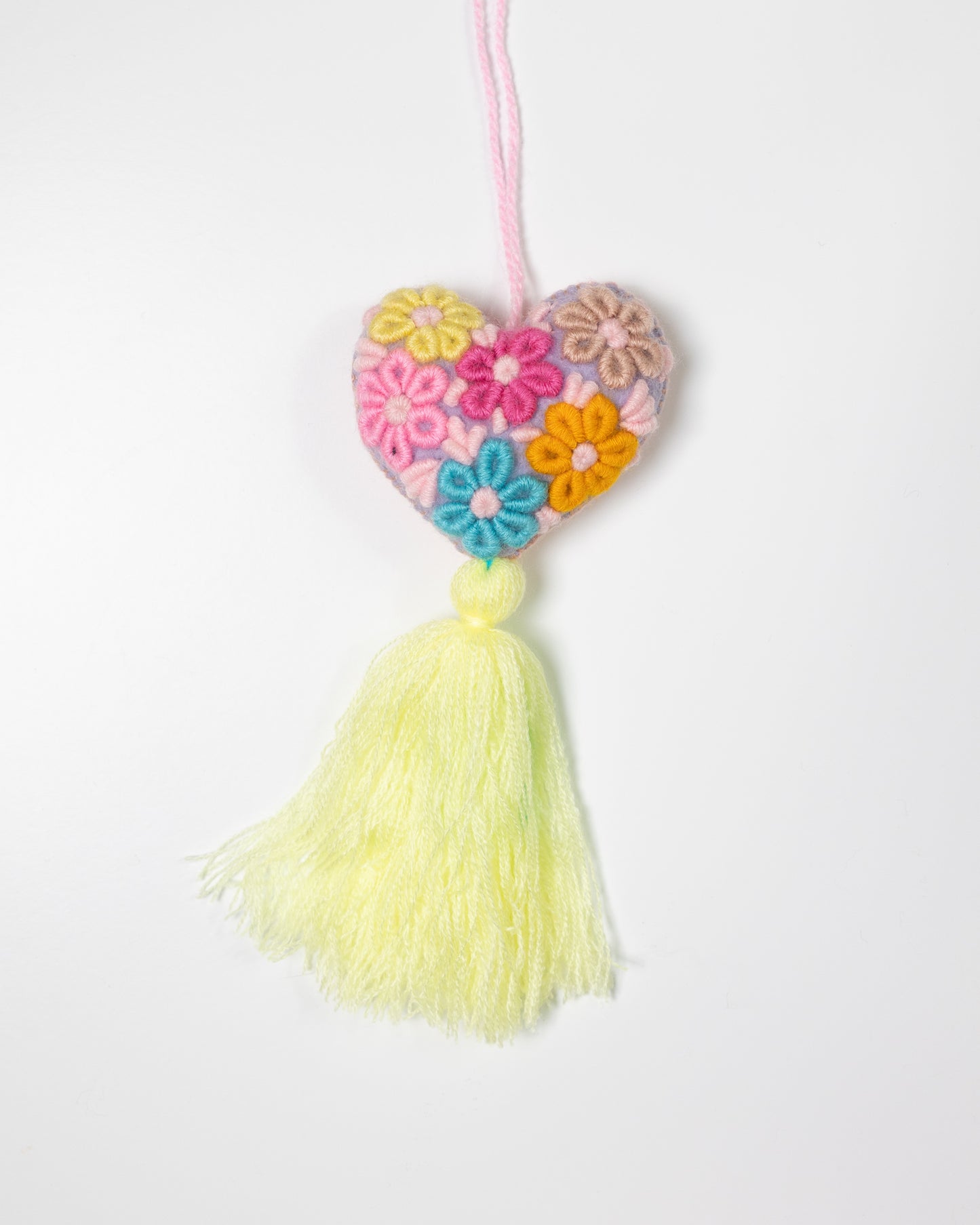 Whimsical Floral Pastel Tassel Bag Charm - Pastel Yellow