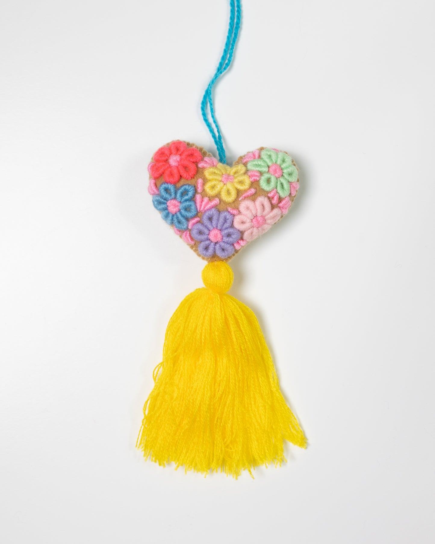 Whimsical Floral Pastel Tassel Bag Charm - Bright Yellow
