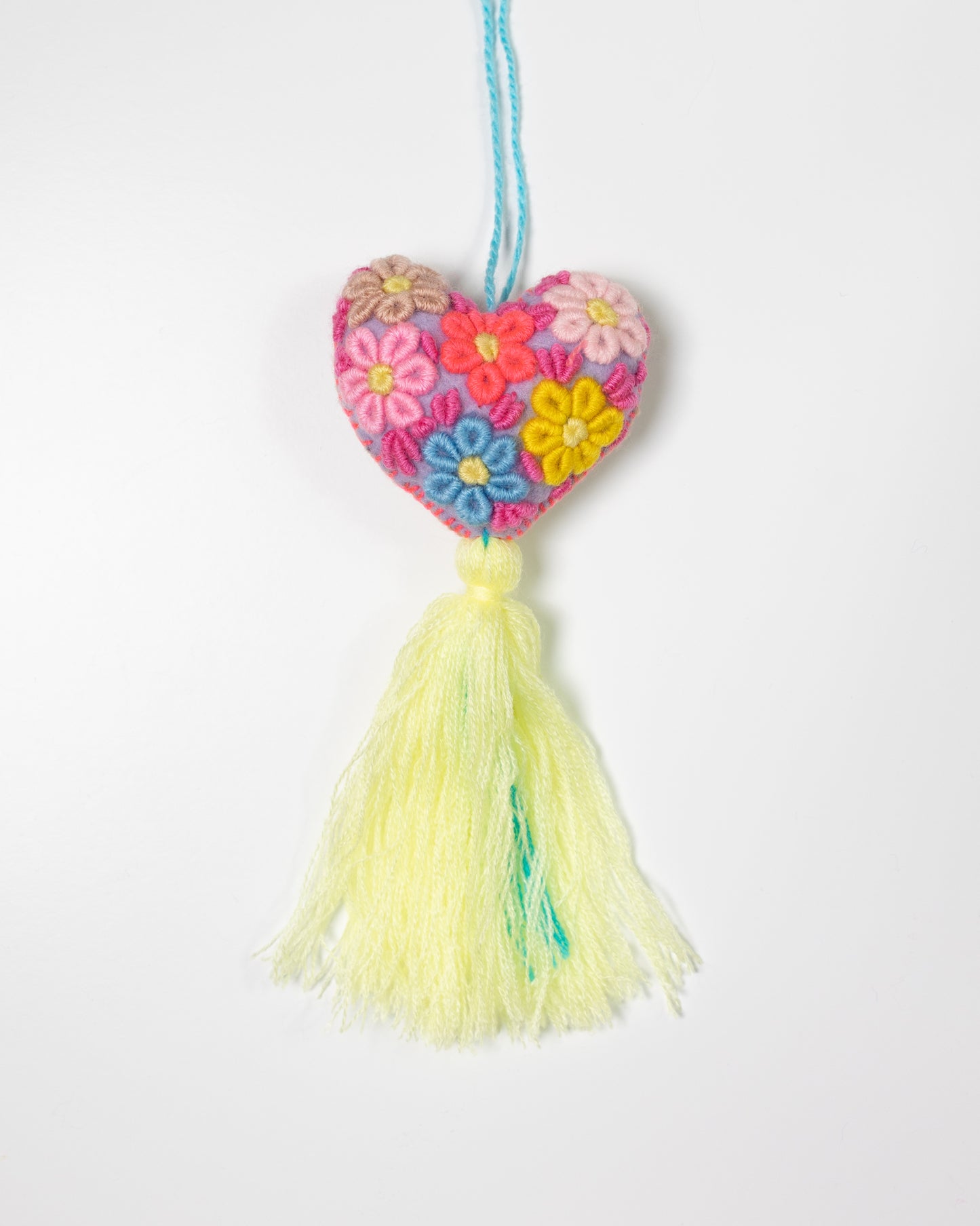 Whimsical Floral Pastel Tassel Bag Charm - Pastel Yellow