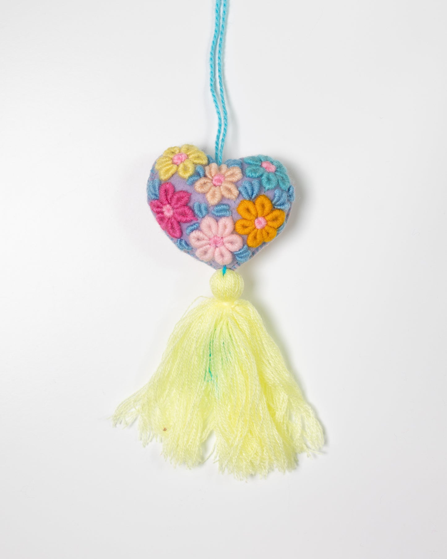 Whimsical Floral Pastel Tassel Bag Charm - Pastel Yellow