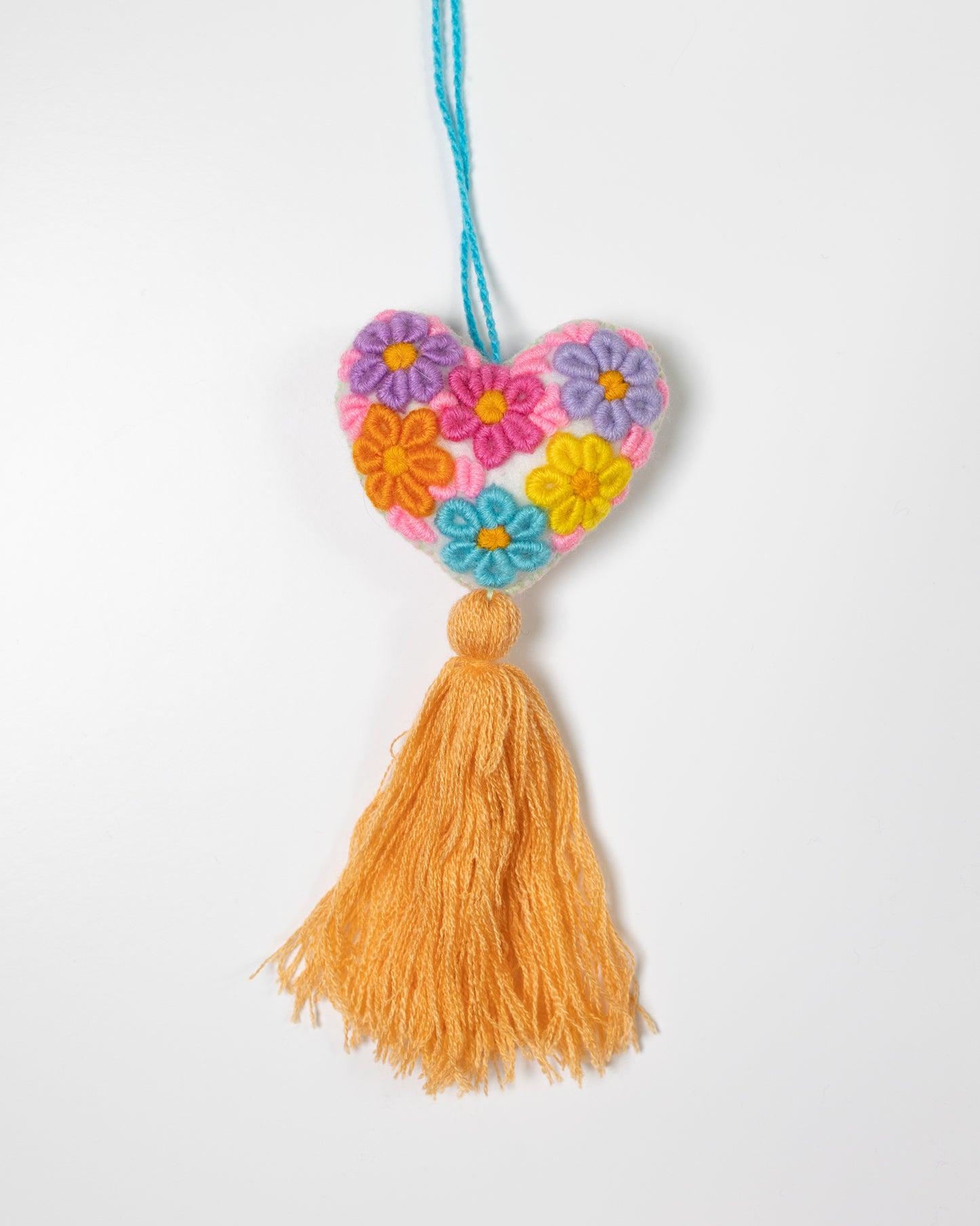Whimsical Floral Pastel Tassel Bag Charm - Dusty orange