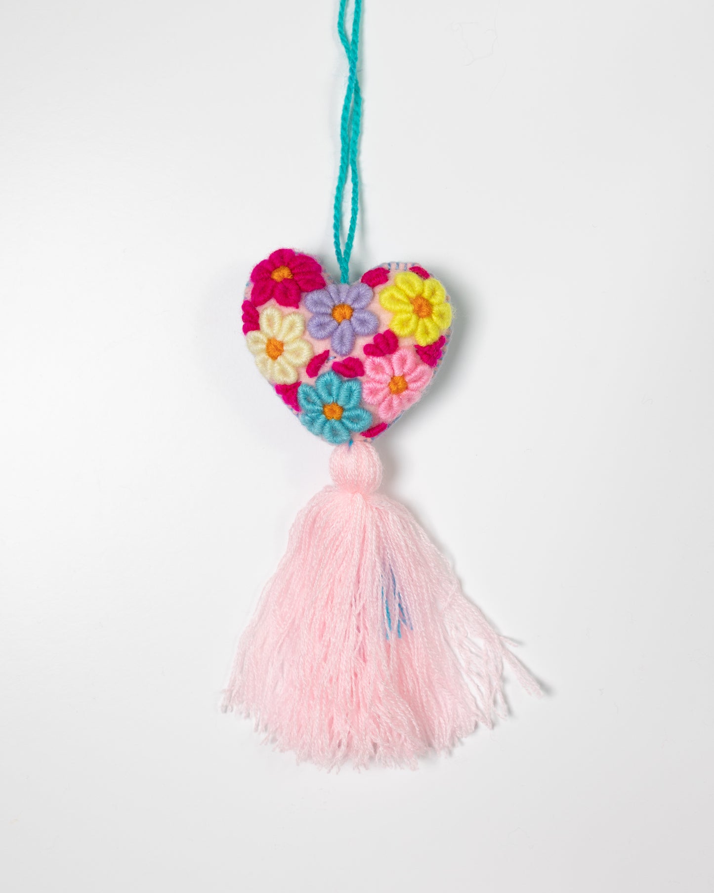 Whimsical Floral Pastel Tassel Bag Charm - Pastel Pink