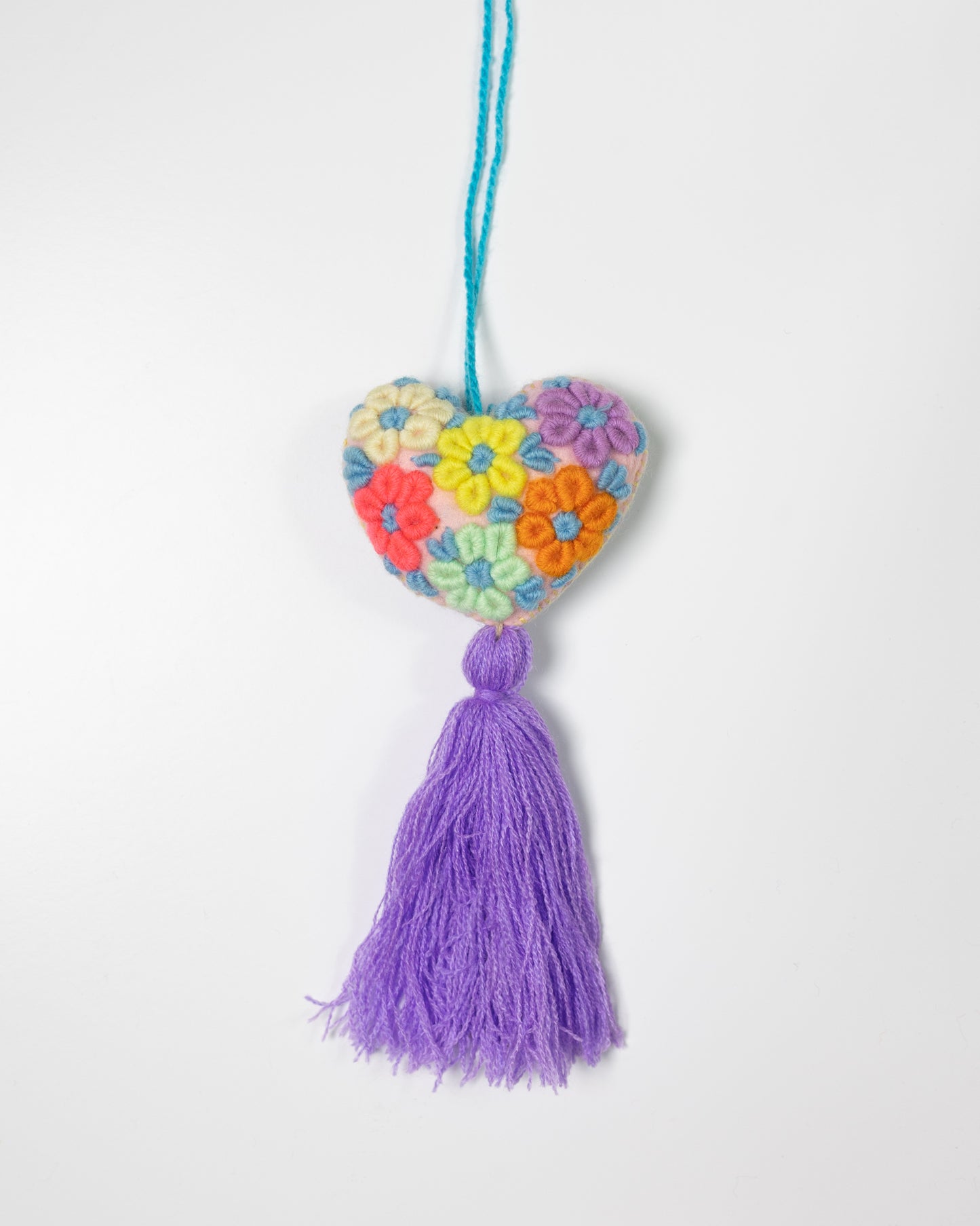 Whimsical Floral Pastel Tassel Bag Charm - Purple