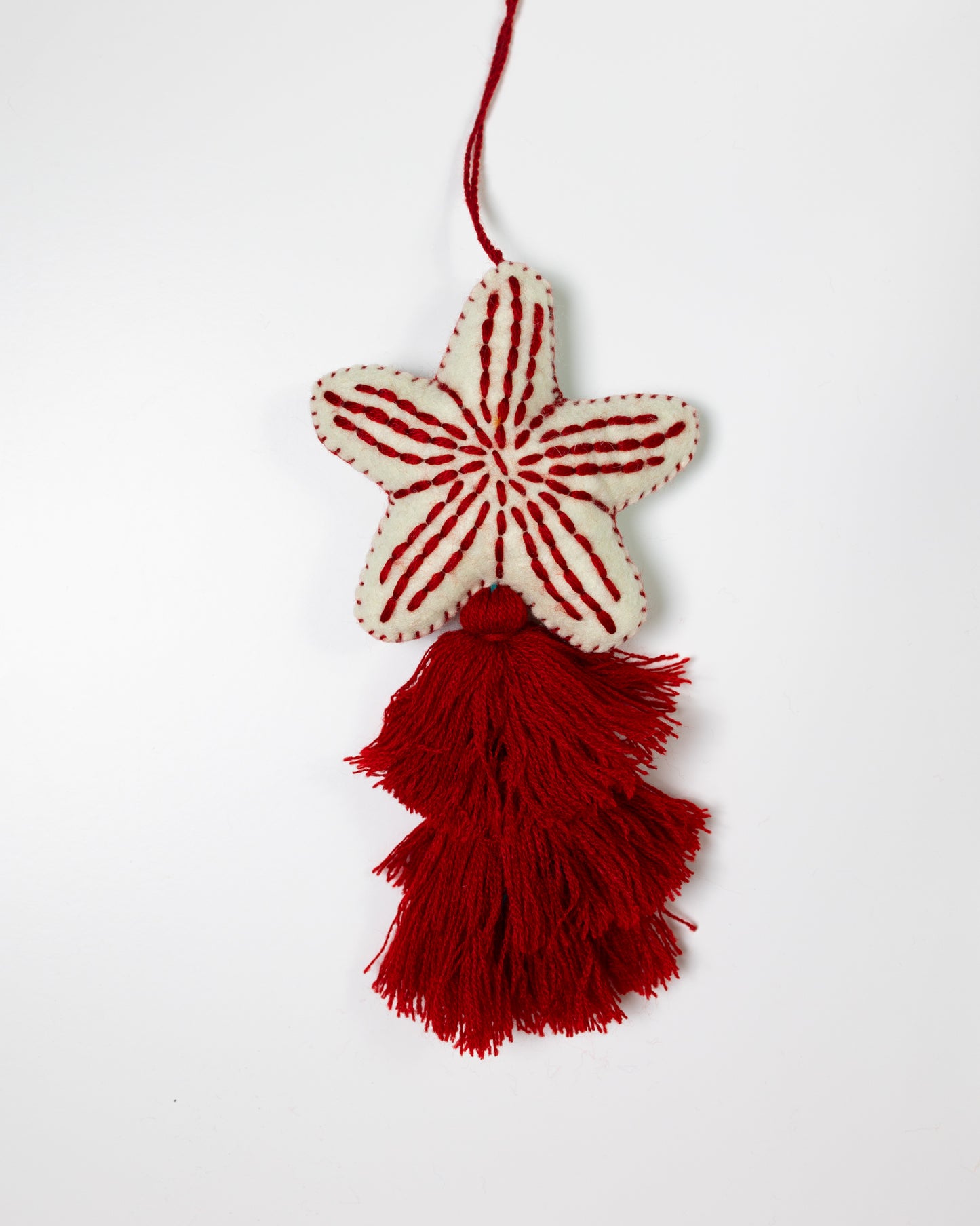 Nautical Starfish Cascade Tassel Bag Charm - Dark Red