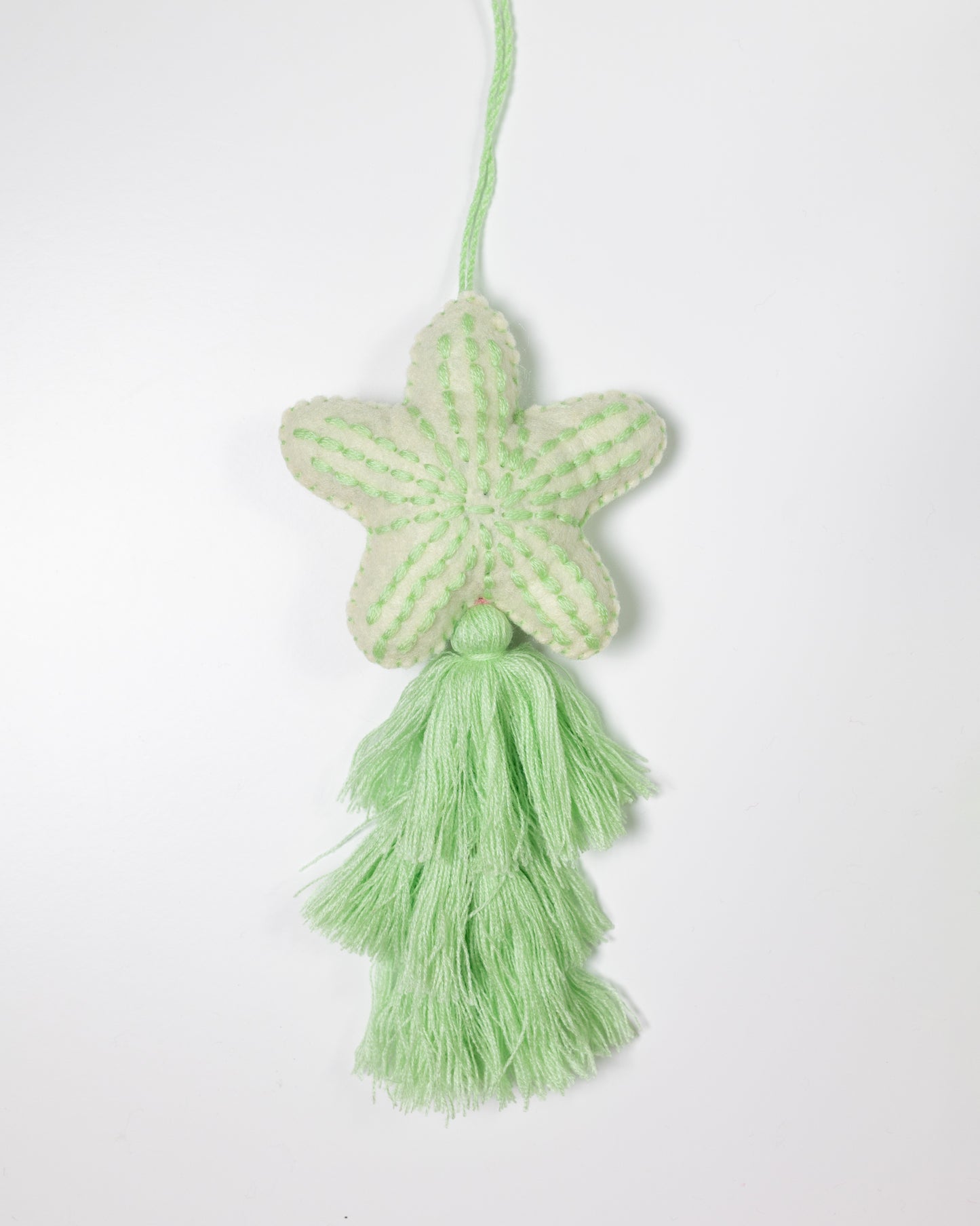 Nautical Starfish Cascade Tassel Bag Charm - Light Green
