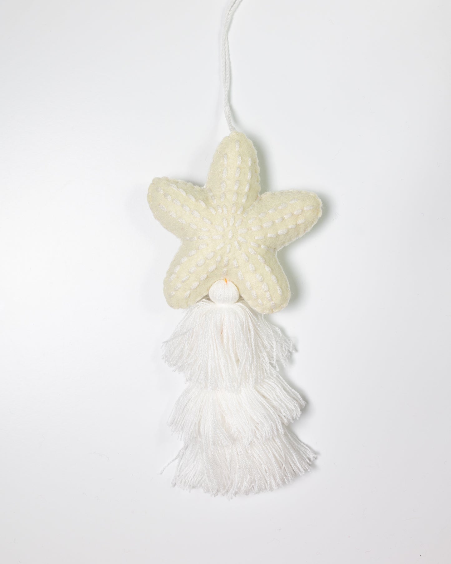 Nautical Starfish Cascade Tassel Bag Charm - White