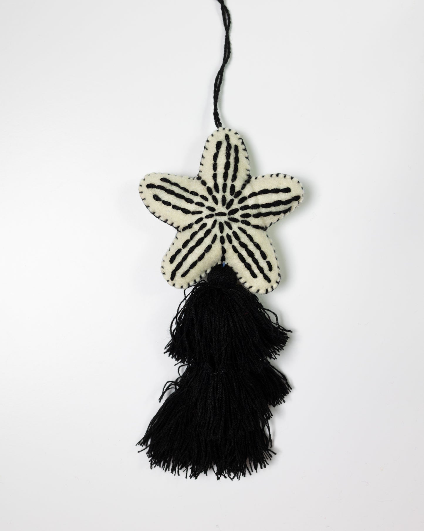 Nautical Starfish Cascade Tassel Bag Charm - Black