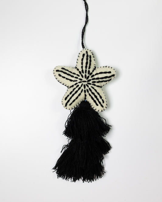 Nautical Starfish Cascade Tassel Bag Charm - Black