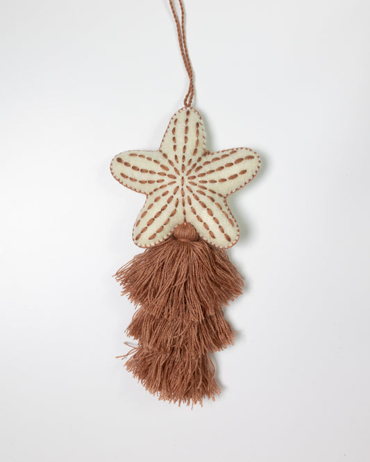 Nautical Starfish Cascade Tassel Bag Charm - Taupe