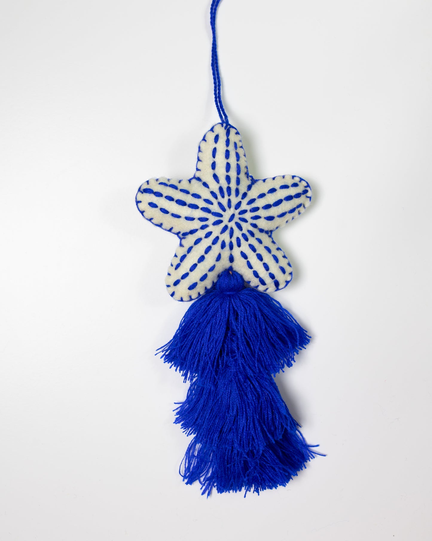 Nautical Starfish Cascade Tassel Bag Charm - Royal Blue