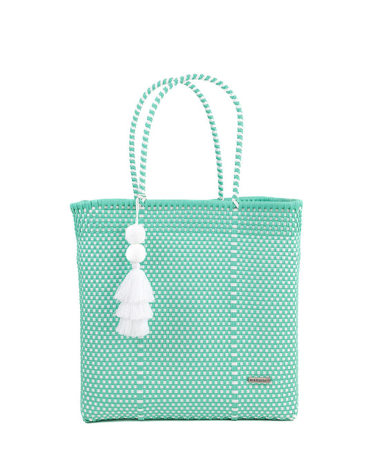 Teal and White Checkered Playera