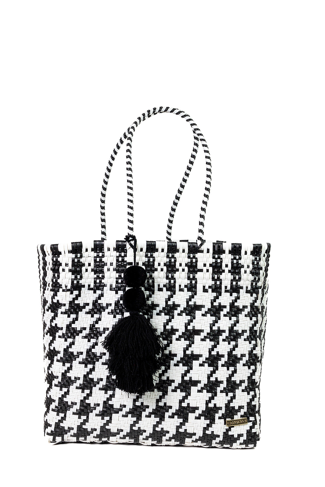 Black and White Houndstooth Playera Tote