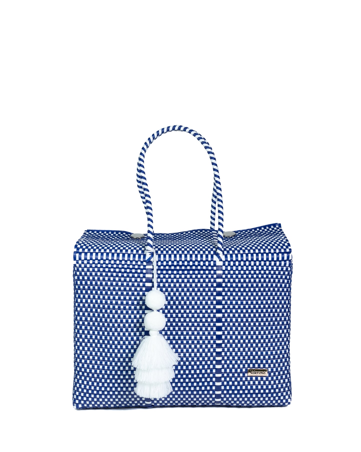 Navy and White Checkered Overnight Duffel