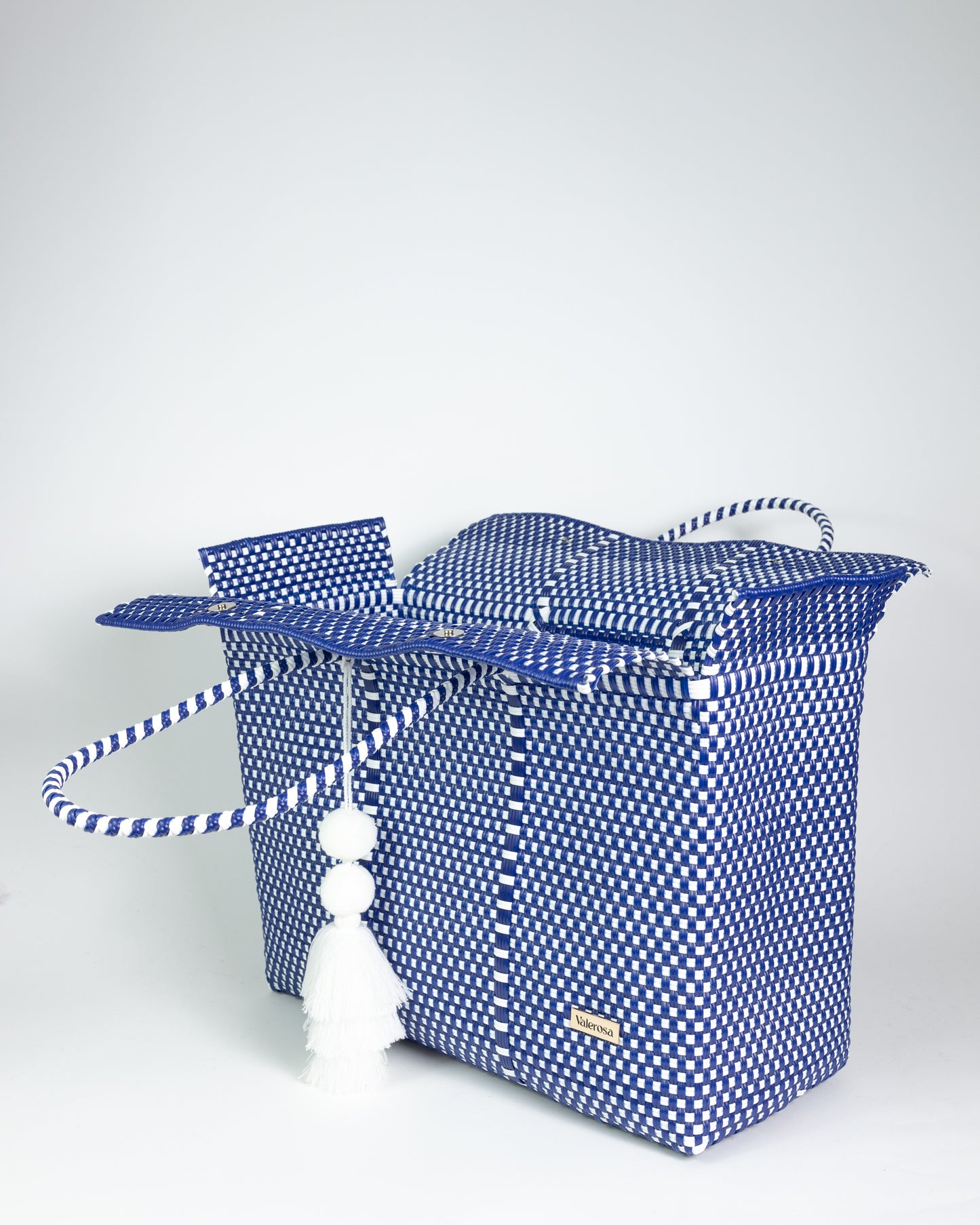 Navy and White Checkered Overnight Duffel