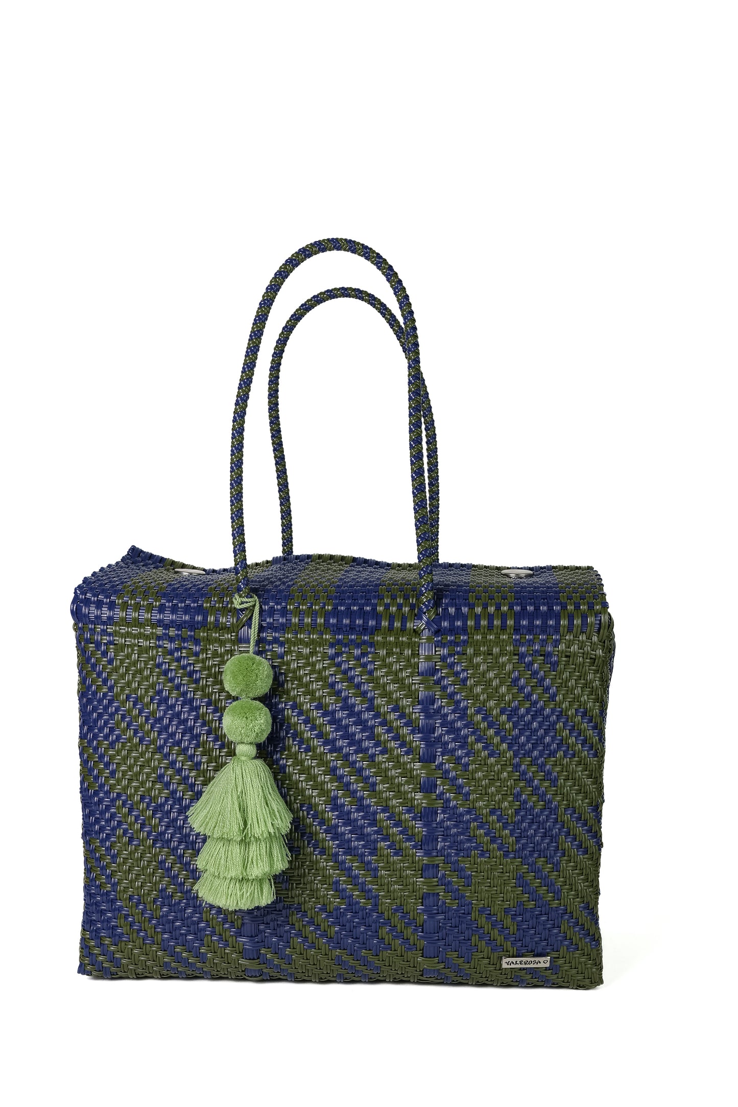 Olive and Navy Houndstooth Overnight Duffle