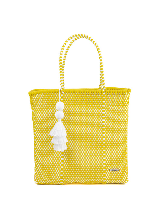 Yellow and White Checkered Playera