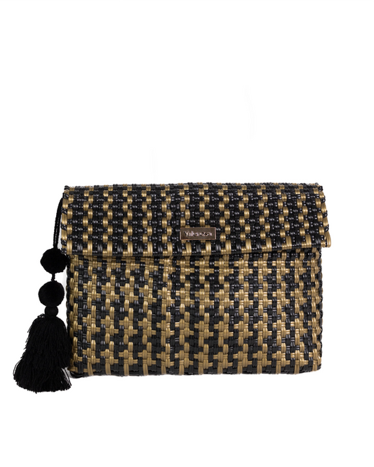 Black and Gold Houndstooth Clutch
