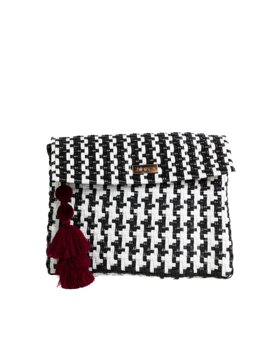 Black and White Houndstooth Clutch