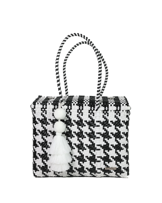 Black and White Houndstooth Día Handbag