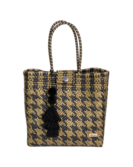 Black and Gold Houndstooth Hombro Bag