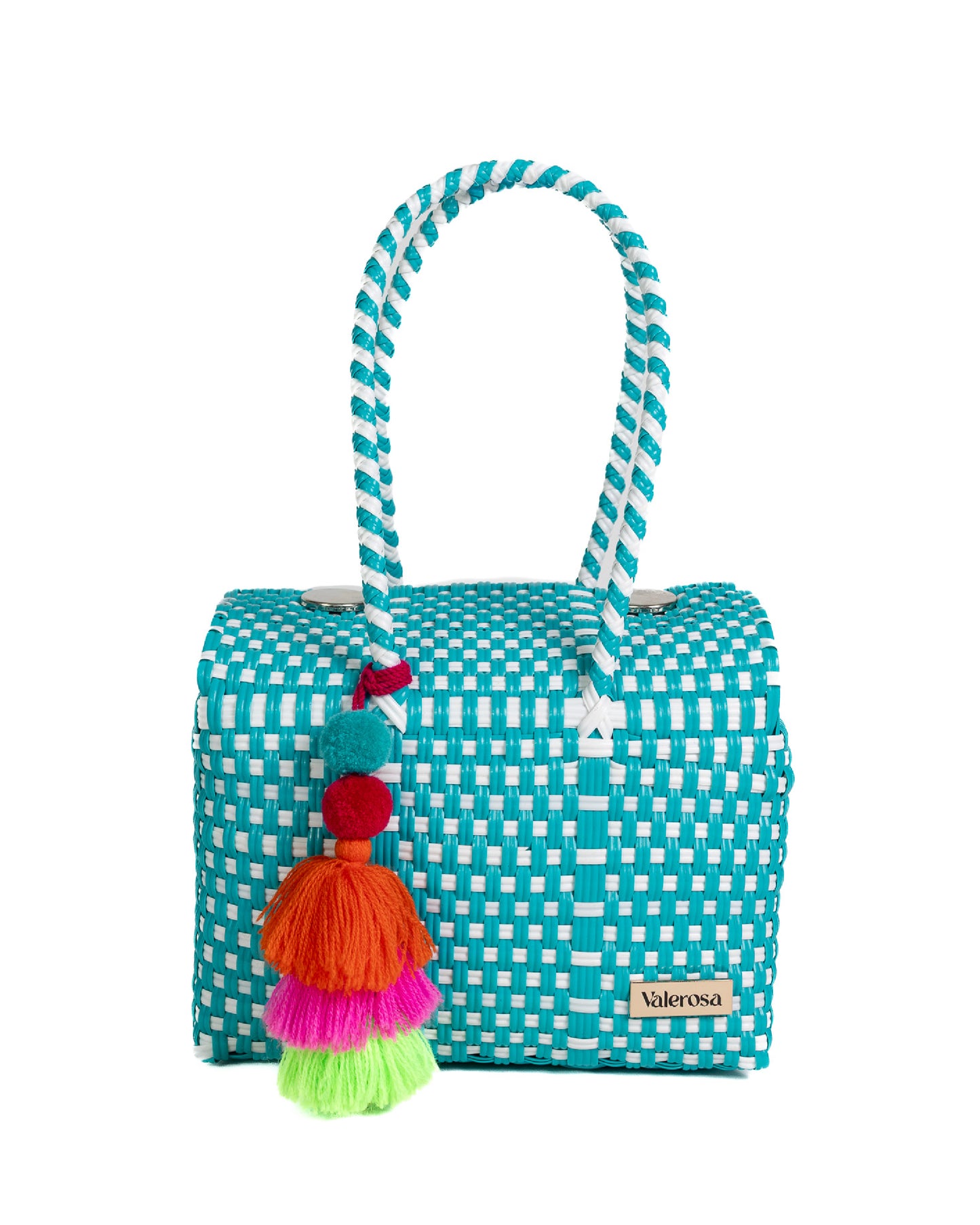 Dark Teal and White Checkered Mini Purse
