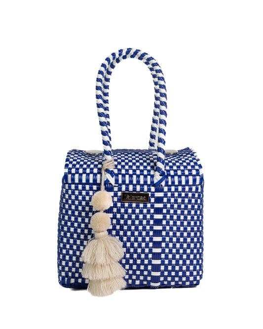 Navy and White Checkered Mini Purse