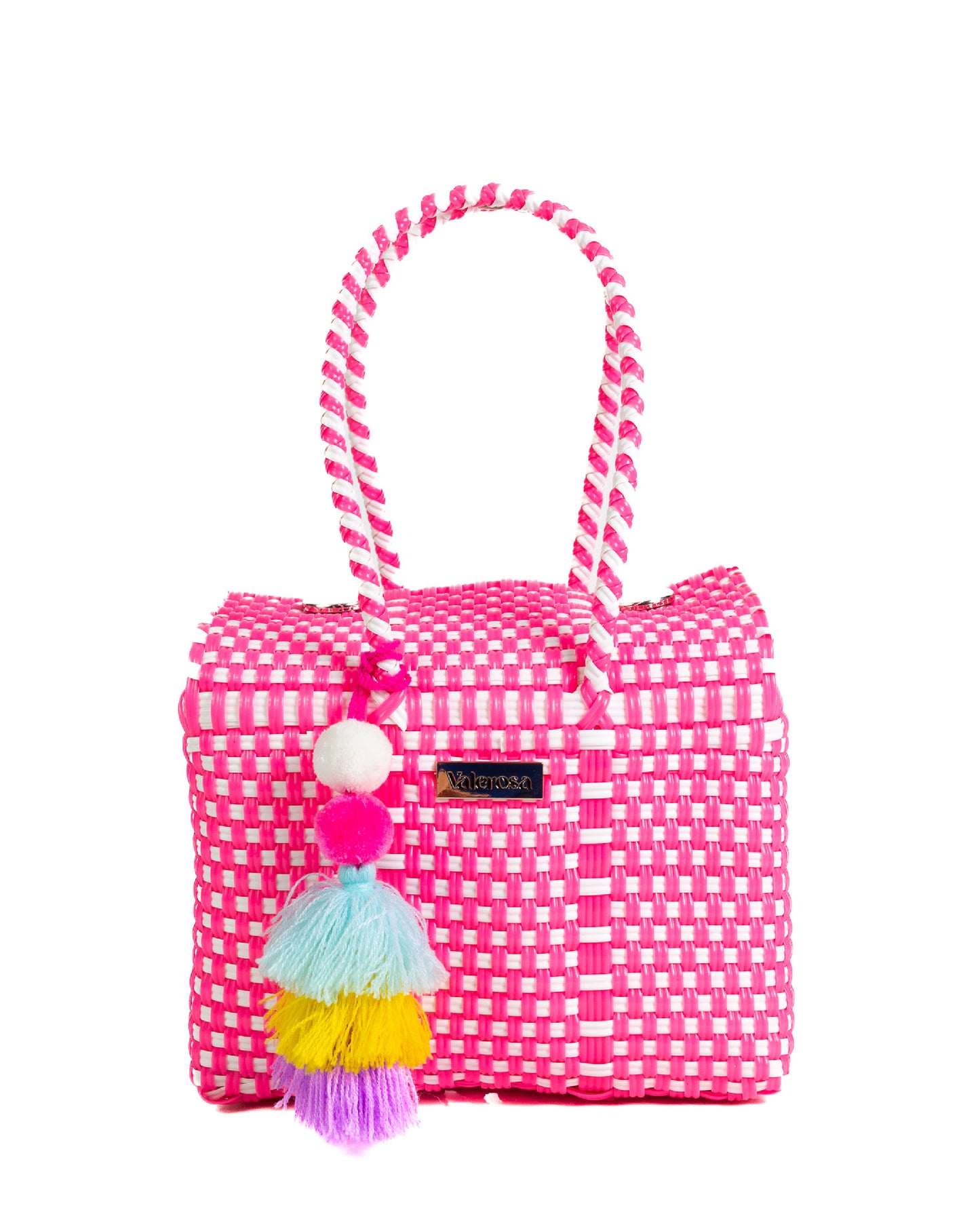 Neon Pink and White Checkered Mini Purse