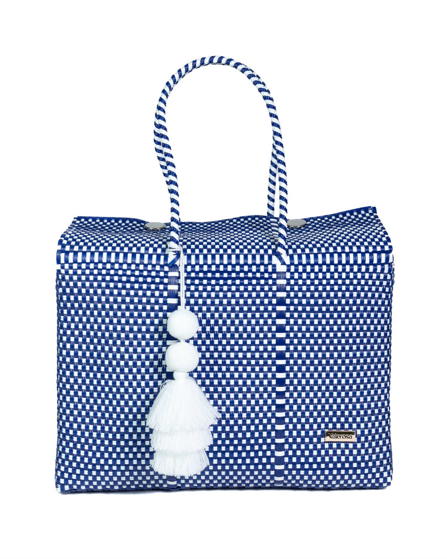 Navy and White Checkered Overnight Duffel