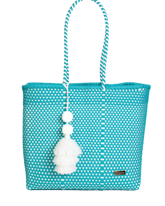 Dark Teal and White Playera Tote