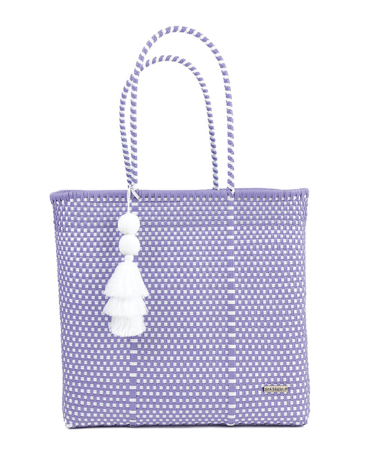 Lilac and White Checkered Playera Tote