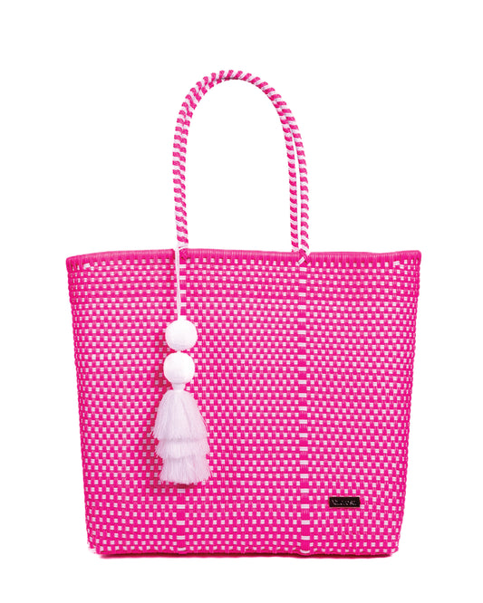 Mexico Pink and White Checkered Playera Tote