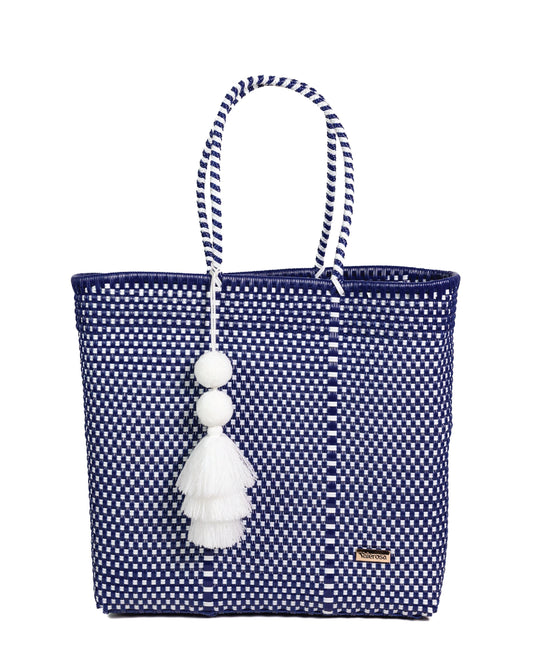 Navy and White Checkered Playera Tote