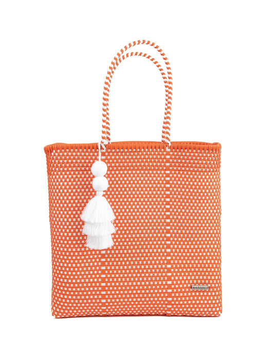 Orange and White Checkered Playera Tote
