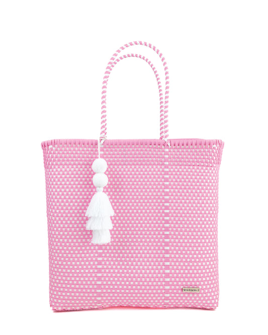 Pastel Pink and White Checkered Playera Tote