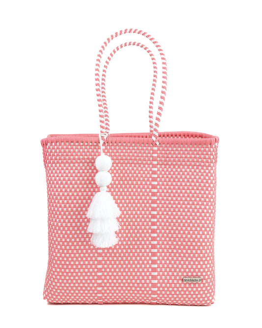 Salmon and White Checkered Playera Tote