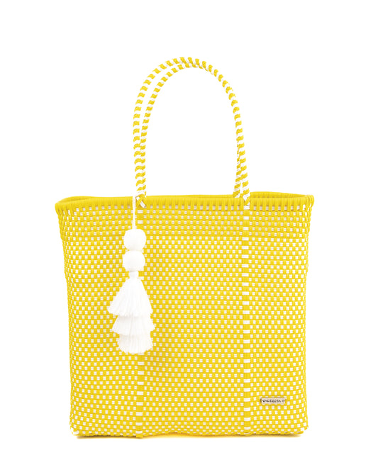 Yellow and White Checkered Playera Tote